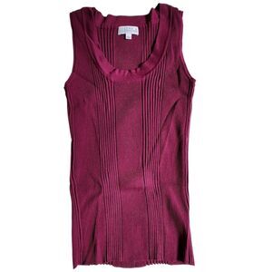JOSEPH A. Purple Ribbed Knit Scoop Neck Tank Top Sz S
